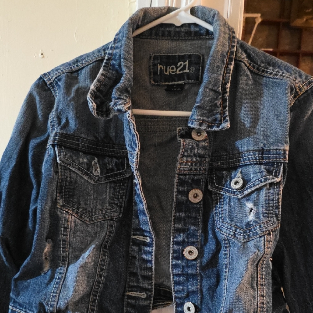 Rue21 Distressed Blue Jean Jacket